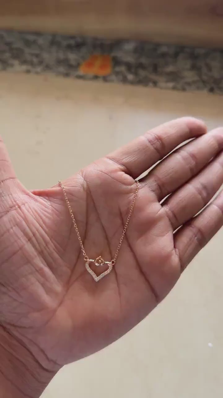 Double heart necklace displayed