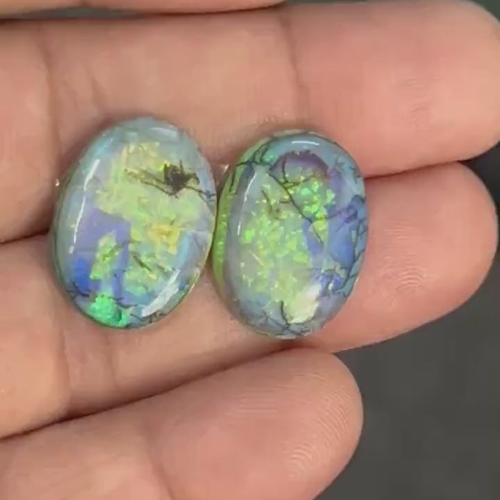 Video showcasing fire and color play in Freeform Sterling Opal Cabochon