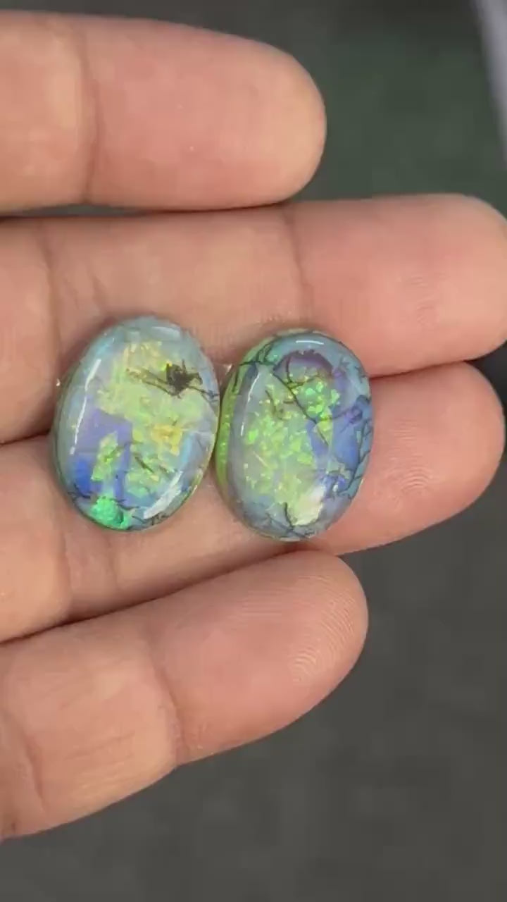 Video showcasing fire and color play in Freeform Sterling Opal Cabochon