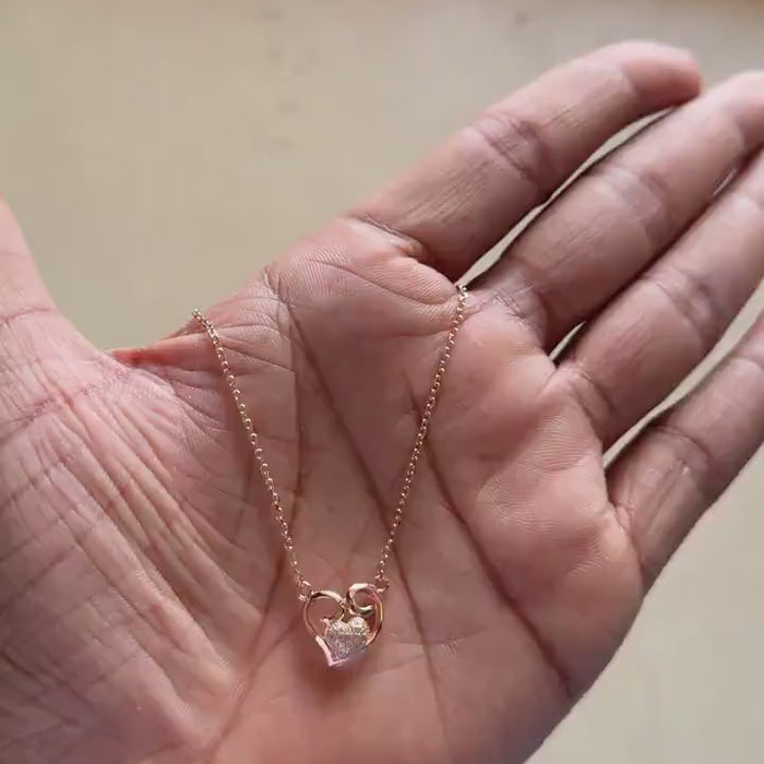 Rose gold swirl heart necklace with double layered chain