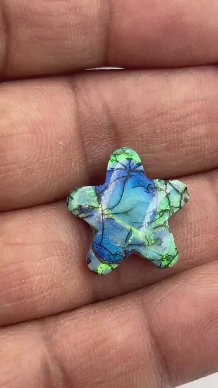 Video showcasing Monarch Opal Star Cabochon fire and play-of-color from all angles