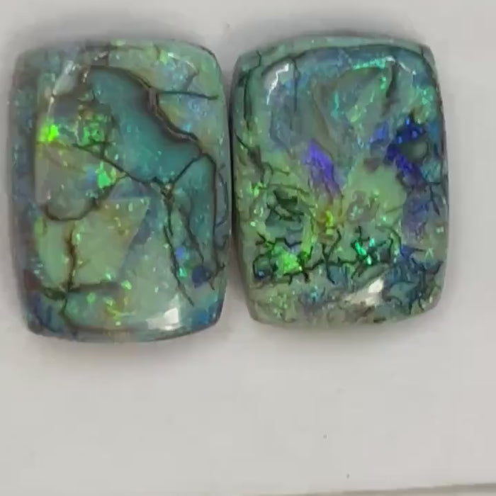 Video showcasing fire and color play in Octagon Sterling Opal Cabochon, 14 carats