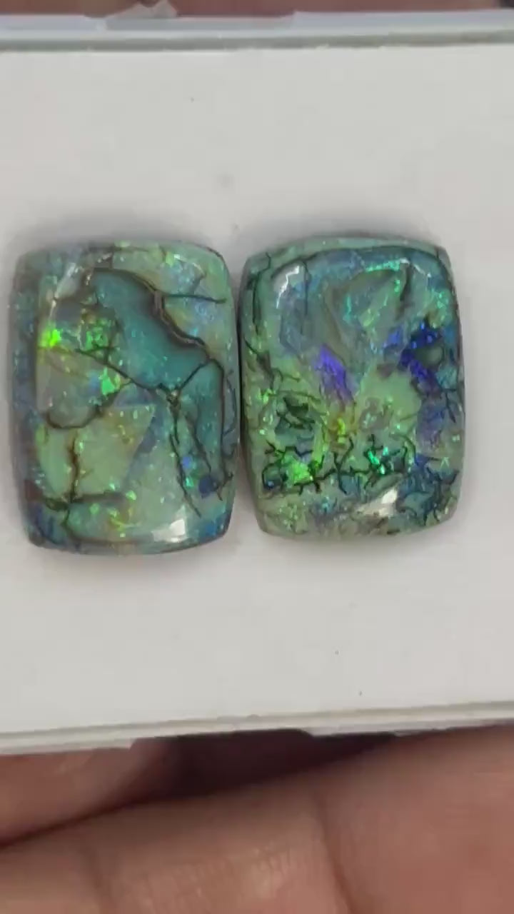 Video showcasing fire and color play in Octagon Sterling Opal Cabochon, 14 carats