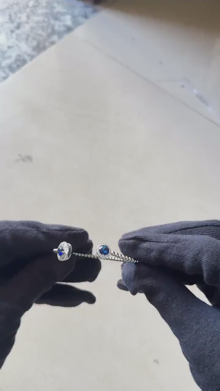 Sapphire and Diamond Tennis Bracelet, Sterling Silver Jewelry, Elegant Gift for Her, Bridal or Anniversary Accessory, Fine Fine Jewelry