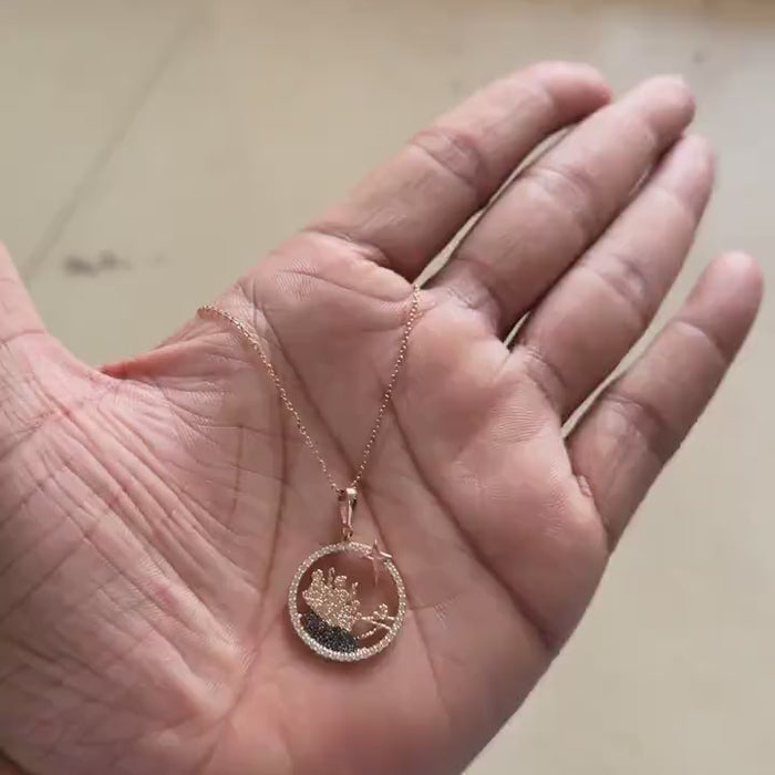 Rose gold celestial silhouette pendant necklace with star