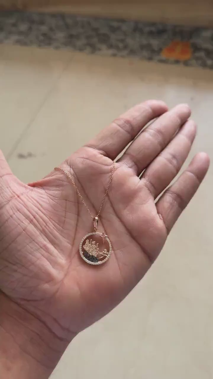 Rose gold celestial silhouette pendant necklace with star