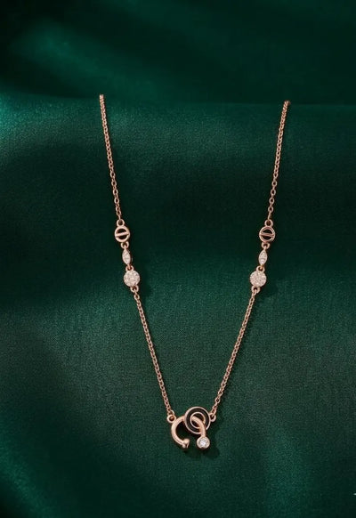 Zircon Accents with Rose Gold Circle Pendant Necklace – Dainty Geometric Necklace, 925 Sterling Silver, Minimalist Gift for Girlfriend