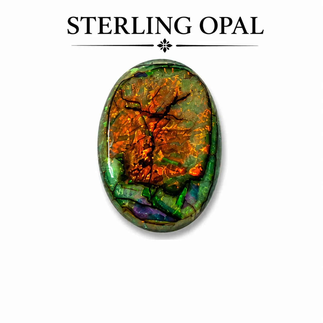 Small oval shape Sterling Opal Cabochon, 13x18mm, 2 carats, AAA grade front view