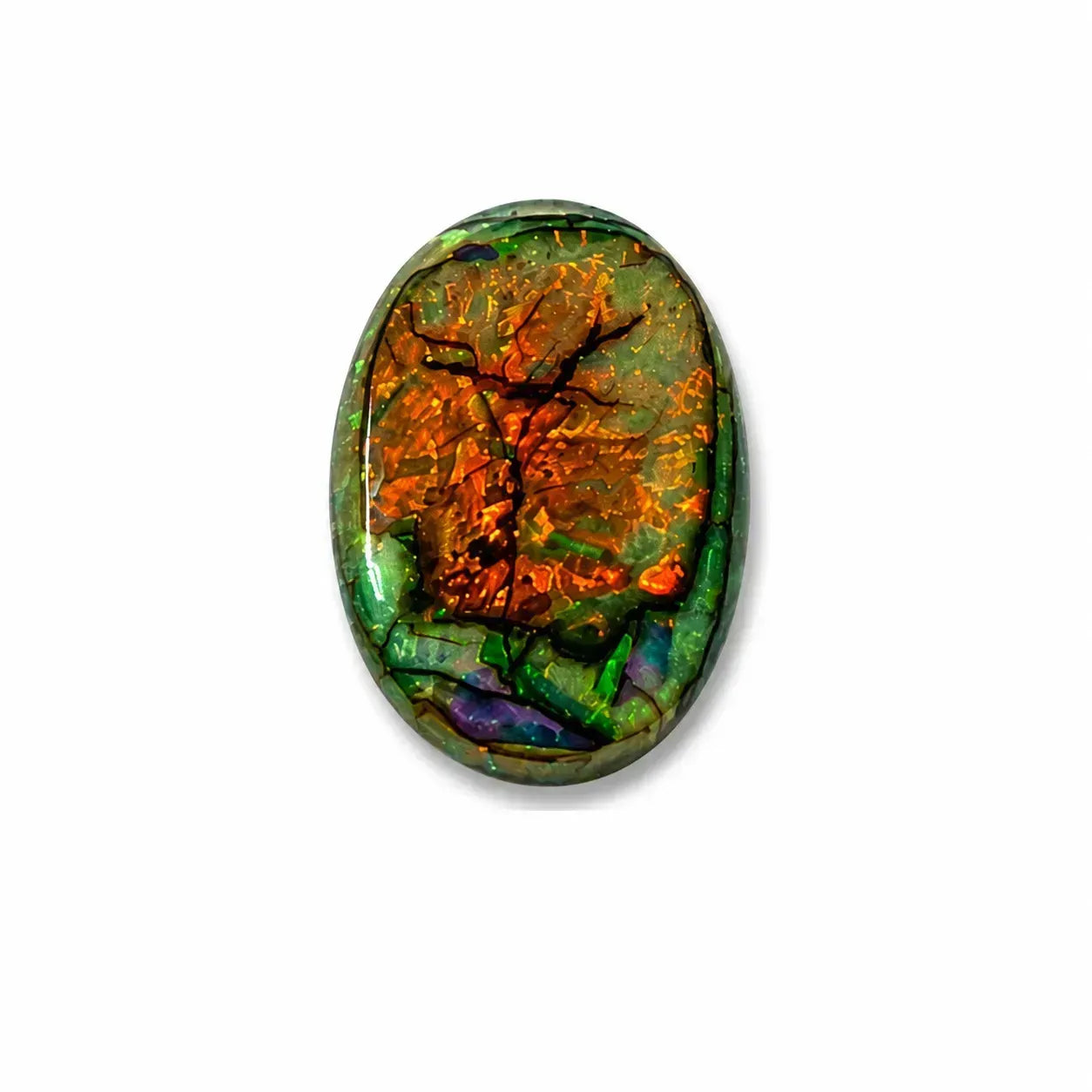 Small oval shape Sterling Opal Cabochon, 13x18mm, 2 carats, AAA grade front view