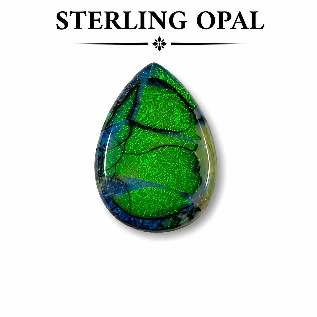 Small Pear shape Sterling Opal Cabochon, 13x18mm, 3 carats, AAA grade front view