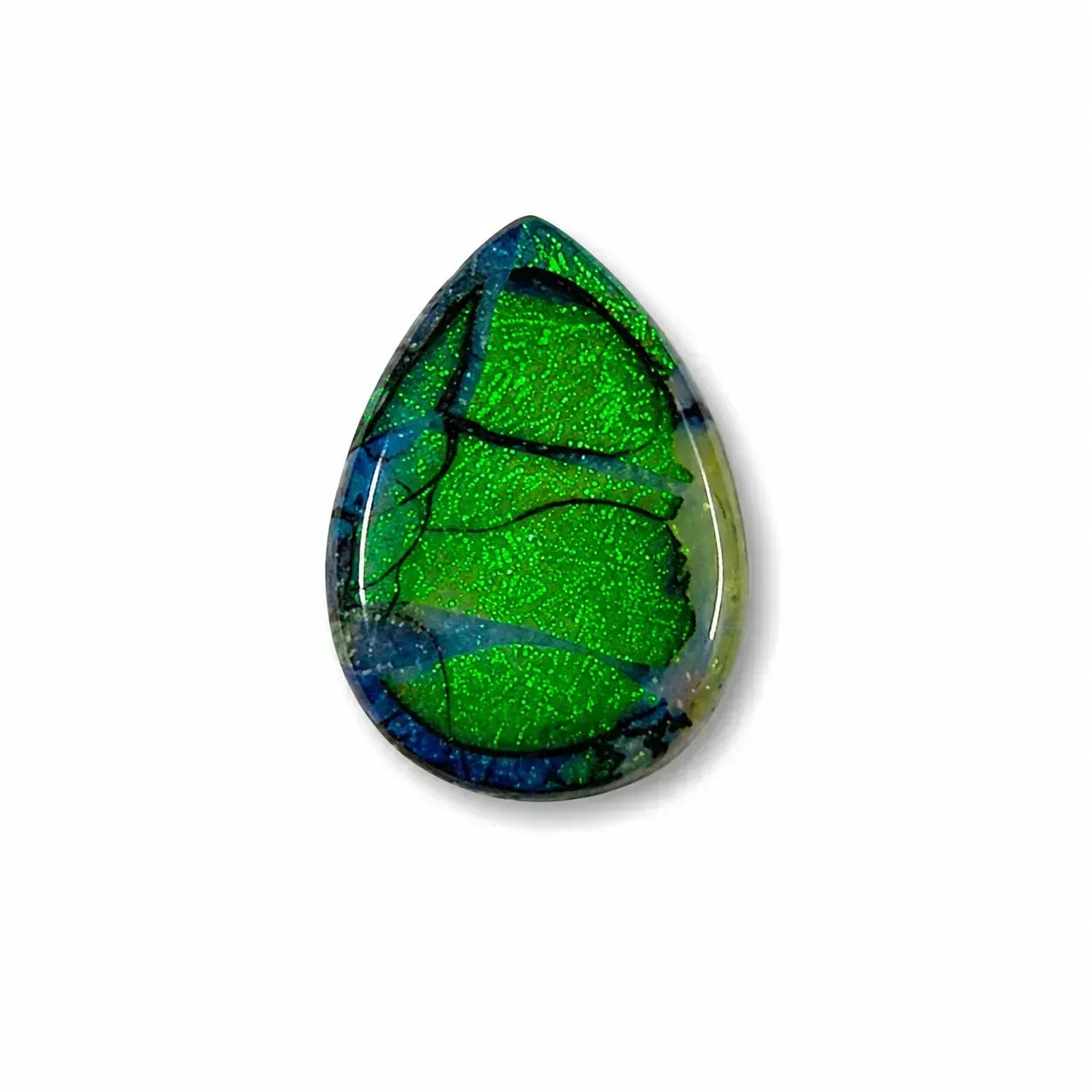 Small Pear shape Sterling Opal Cabochon, 13x18mm, 3 carats, AAA grade front view