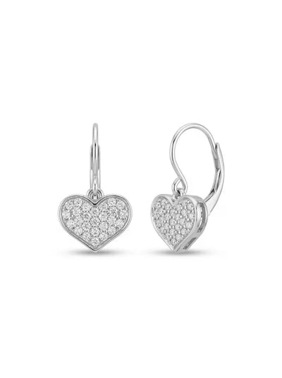 A Tiny Heart, Dusted in Sparkle — Sterling Silver Lever-Back Hoop Earrings with Pave Cubic Zirconia, the Kind of Dainty Detail You'll Reach For on Ordinary Days and Anniversaries Alike
